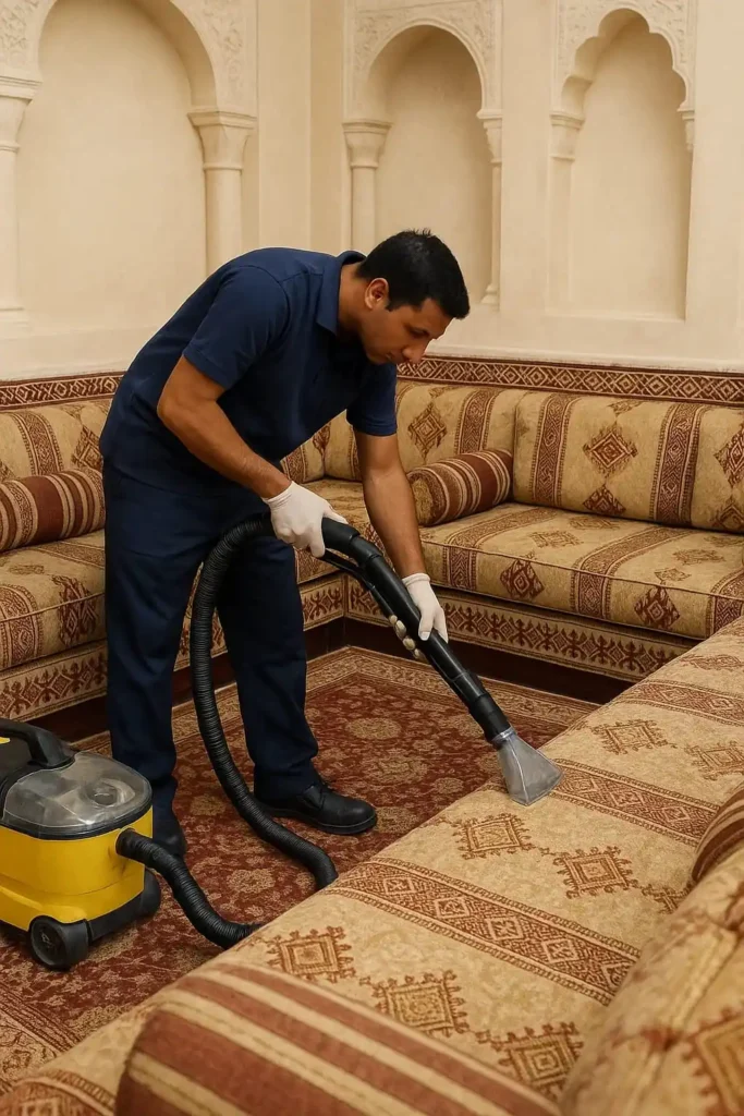 "تنظيف مجالس احترافي بواسطة شركة الزهرة البيضاء"